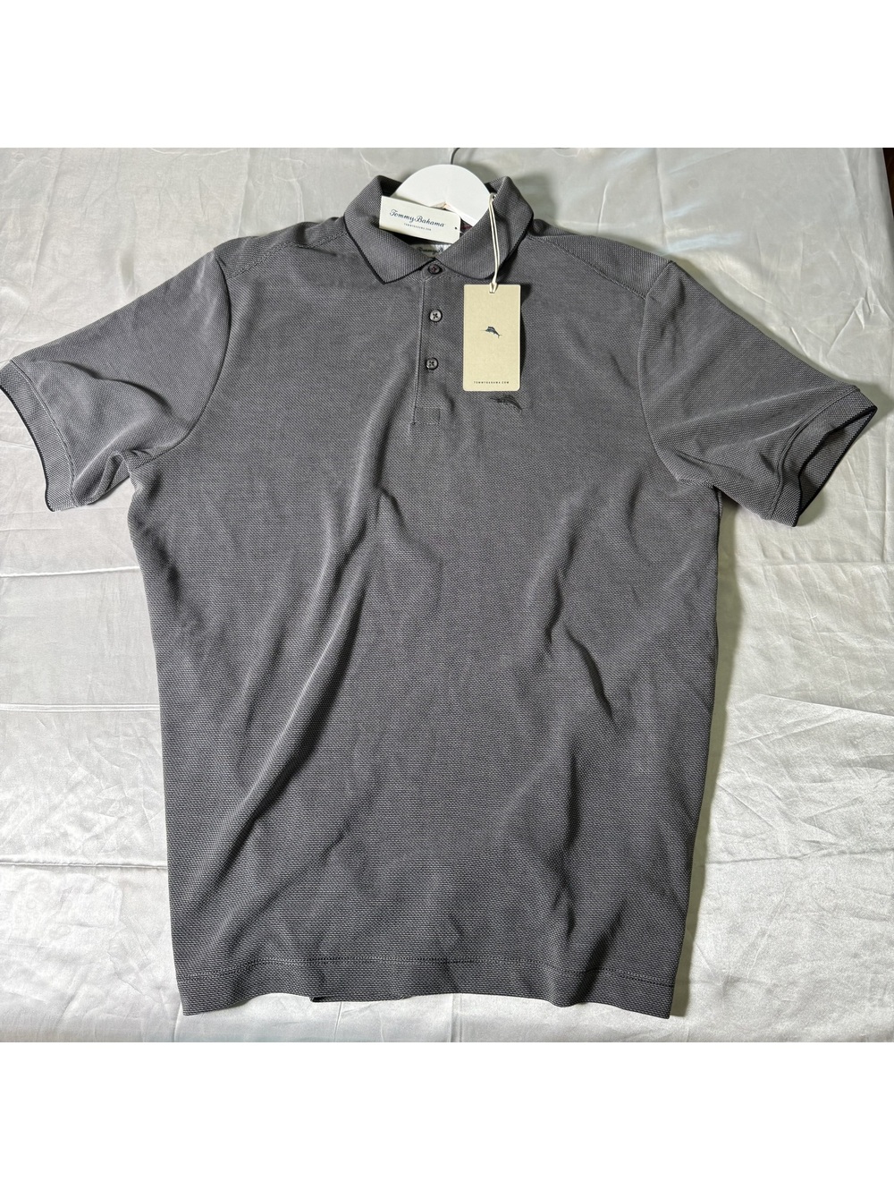 NWT Tommy Bahama Pebble Shore Polo Shirt Gray M Medium TENCEL Modal Stretch